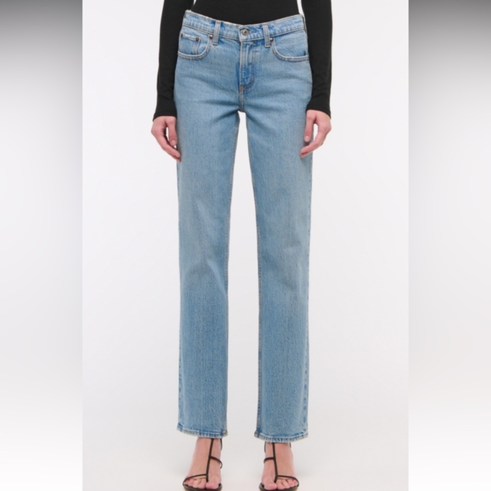 Abercrombie & Fitch Women's Straight Leg Jeans - Light Blue